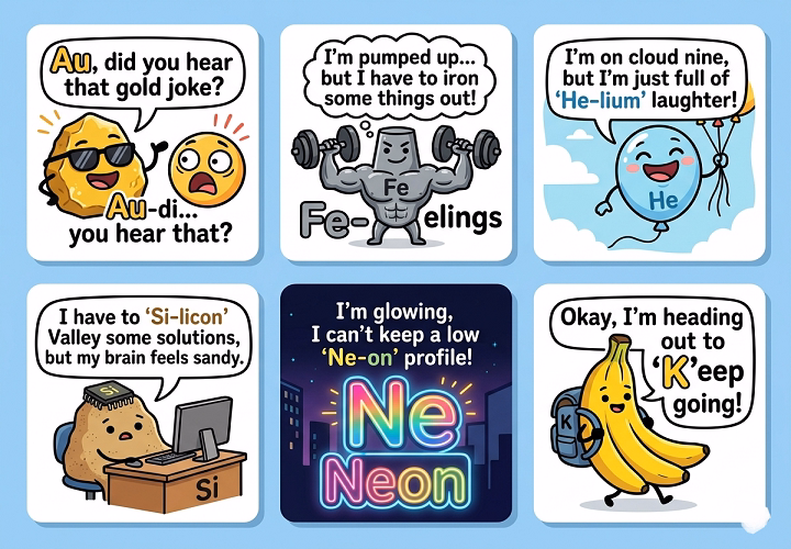 Chemistry of Laughter: 120+ Funny Element Puns That Really React element puns